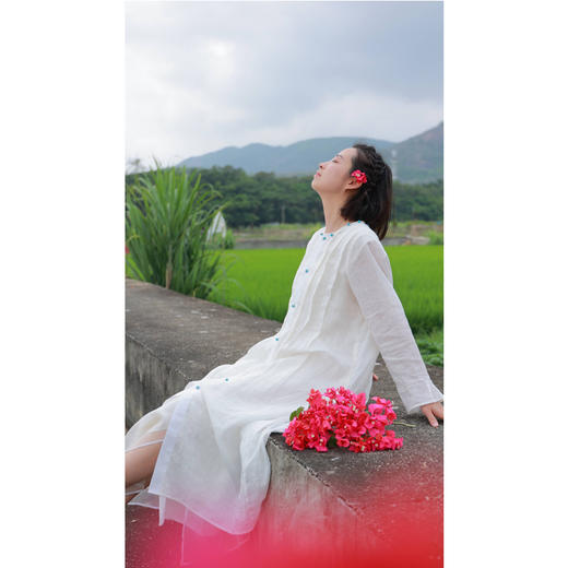 【抖音专属】连衣裙（23707304-苎麻纱白） 商品图0