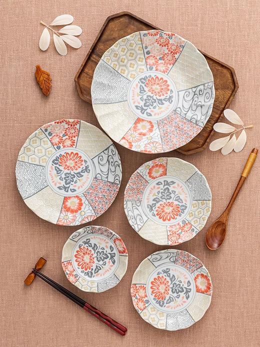 有古窑碗盘子菜盘家用高级米饭碗 日式釉下彩面碗高颜值平盘浅盘12件套 商品图9