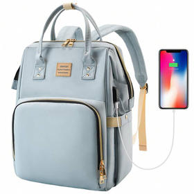 英国 VSNOON 商务笔记本背包 大容量双肩包 浅蓝色 X001WF8N8B