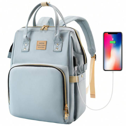 英国 VSNOON 商务笔记本背包 大容量双肩包 浅蓝色 X001WF8N8B 商品图0