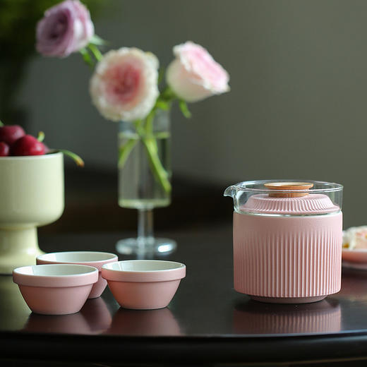 B-SM-5057 竹影快客杯旅行茶具(黑 白 粉） 商品图2