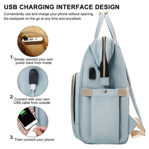 英国 VSNOON 商务笔记本背包 大容量双肩包 浅蓝色 X001WF8N8B 商品图2