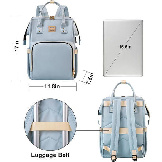 英国 VSNOON 商务笔记本背包 大容量双肩包 浅蓝色 X001WF8N8B 商品图1