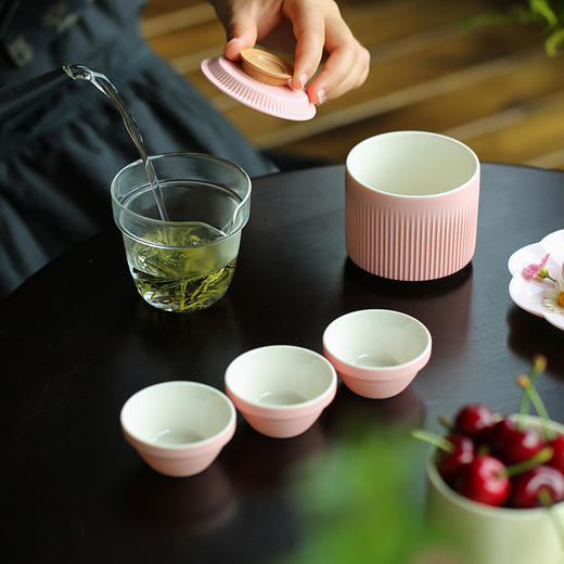 B-SM-5057 竹影快客杯旅行茶具(黑 白 粉） 商品图1