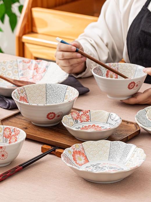有古窑碗盘子菜盘家用高级米饭碗 日式釉下彩面碗高颜值平盘浅盘12件套 商品图5