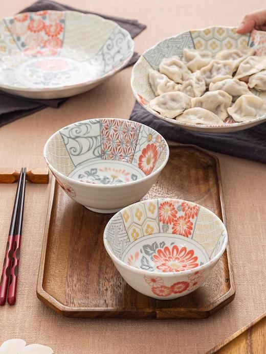 有古窑碗盘子菜盘家用高级米饭碗 日式釉下彩面碗高颜值平盘浅盘12件套 商品图4
