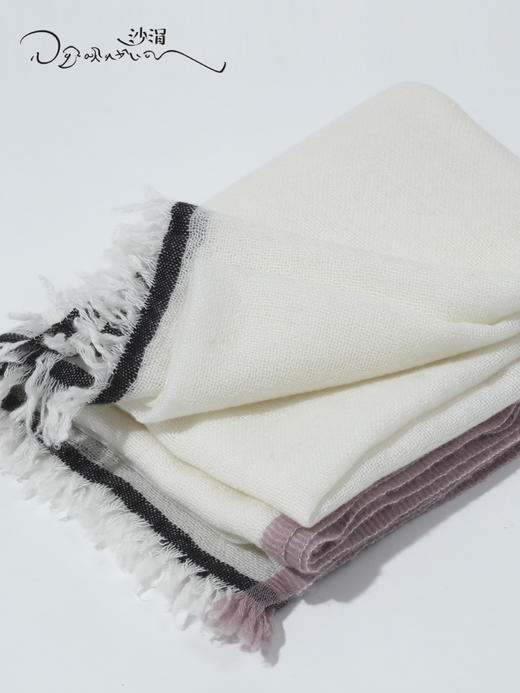 疗愈羊绒| 羊绒撞边流苏围巾 大披肩 SJF95W704W 商品图4