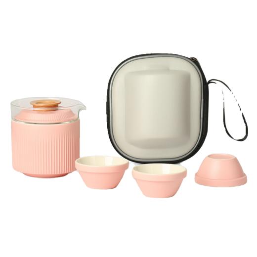 B-SM-5057 竹影快客杯旅行茶具(黑 白 粉） 商品图3