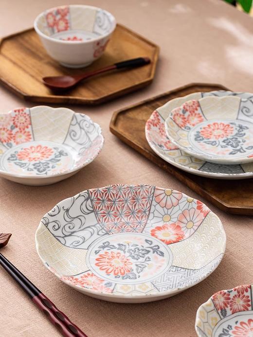有古窑碗盘子菜盘家用高级米饭碗 日式釉下彩面碗高颜值平盘浅盘12件套 商品图2