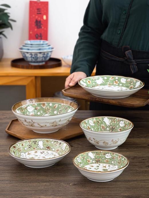 日本兔子碗盘子菜盘家用新款饭碗汤碗 釉下彩饭碗浅盘子平盘深盘12件套装 商品图8