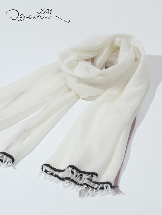 疗愈羊绒| 羊绒撞边流苏围巾 大披肩 SJF95W704W 商品图2
