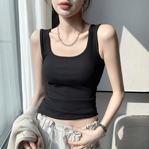 【到手两件】螺纹小背心女大U领吊带（4-314） 商品图3