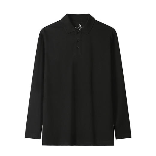 【轻奢级珠地长袖POLO衫】2024杜邦索罗娜sorona翻领男士纯色简约商务休闲长袖T恤POLO衫H241050758 商品图1