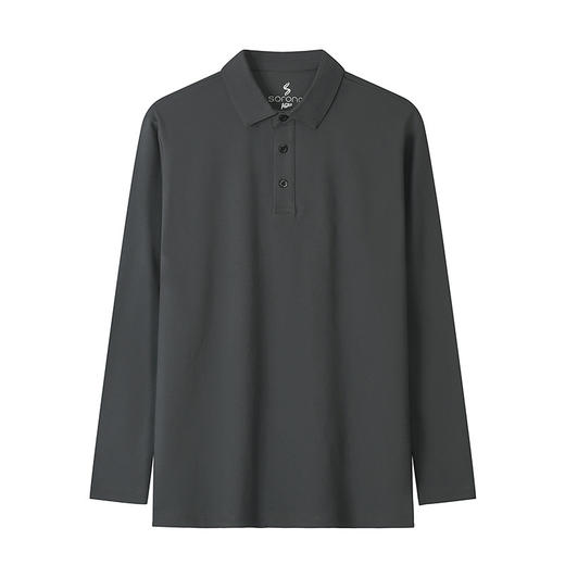 【轻奢级珠地长袖POLO衫】2024杜邦索罗娜sorona翻领男士纯色简约商务休闲长袖T恤POLO衫H241050758 商品图3