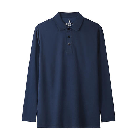 【轻奢级珠地长袖POLO衫】2024杜邦索罗娜sorona翻领男士纯色简约商务休闲长袖T恤POLO衫H241050758 商品图2