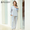 春秋睡衣女纯棉翻领长袖长裤薄款套装翻领开衫格子JJT90028 商品缩略图3