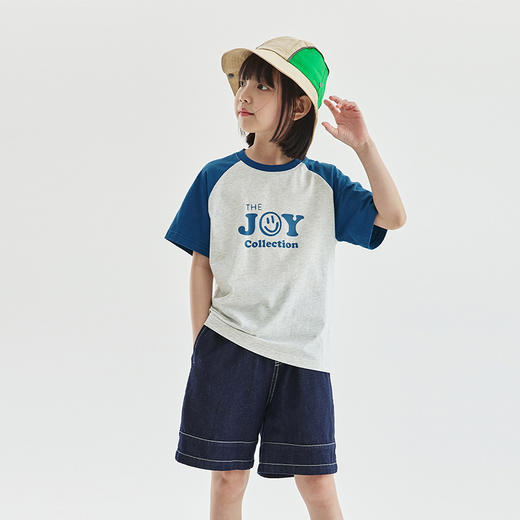 cicochild2024夏季新品儿童趣味拼色插肩短袖T恤百搭全棉圆领上衣 商品图3