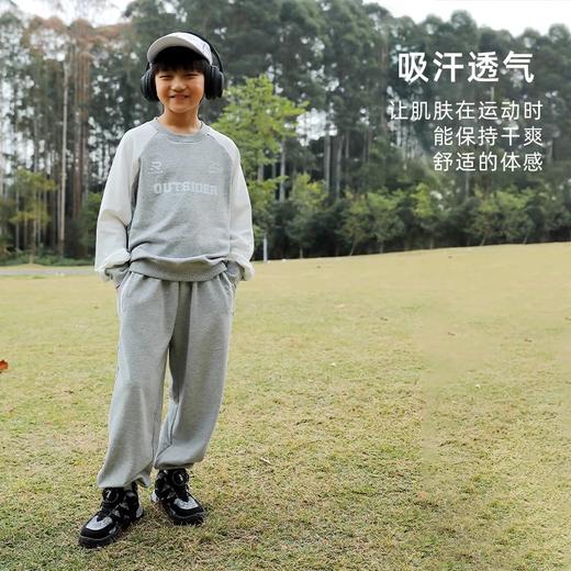 【2024新款】龙之涵 亲子款“小格雷”休闲运动卫裤 中大童毛圈布休闲裤 婴幼儿A类标准 100-185码2色可选 商品图3