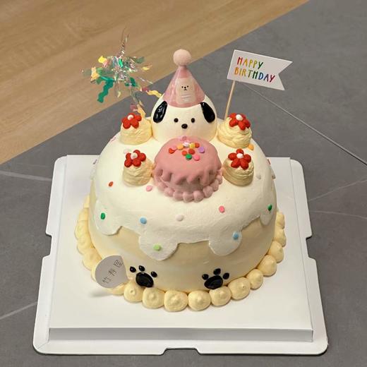 （可定制无蔗糖）呆萌小狗奶油蛋糕 商品图1
