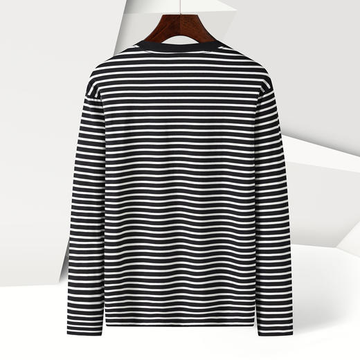 【桑蚕丝混纺】罗蒙春秋绣花胸标海魂衫t恤男长袖t恤男时尚条纹t恤长袖男 商品图8