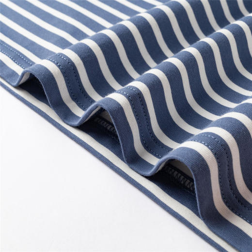 【桑蚕丝混纺】罗蒙春秋绣花胸标海魂衫t恤男长袖t恤男时尚条纹t恤长袖男 商品图11