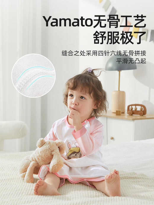 【孕味秒杀专属】贝肽斯【猫肚棉】婴儿睡衣儿童家居服连体衣春款宝宝睡袋女童睡裙 商品图3