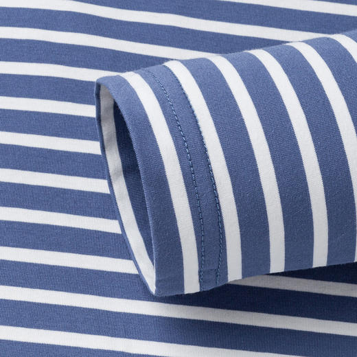 【桑蚕丝混纺】罗蒙春秋绣花胸标海魂衫t恤男长袖t恤男时尚条纹t恤长袖男 商品图10