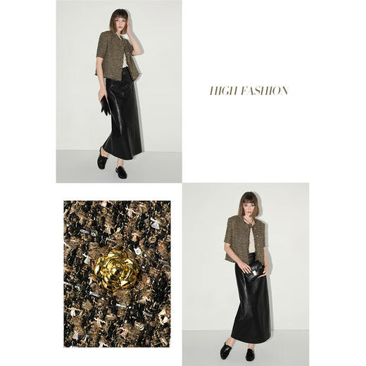 【秒杀】COCOBELLA手工毛边小香风花呢短袖外套女气质裸领西装SI3006 商品图1