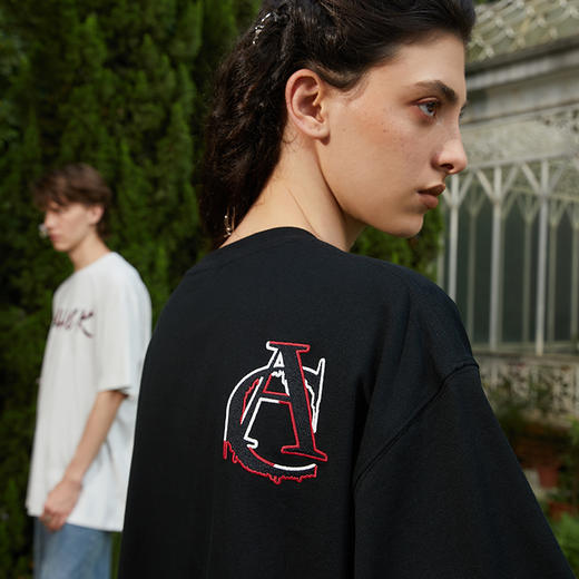 【Achock官方店】美式设计logo短袖男女高街夏短袖情侣五分袖t恤 商品图3