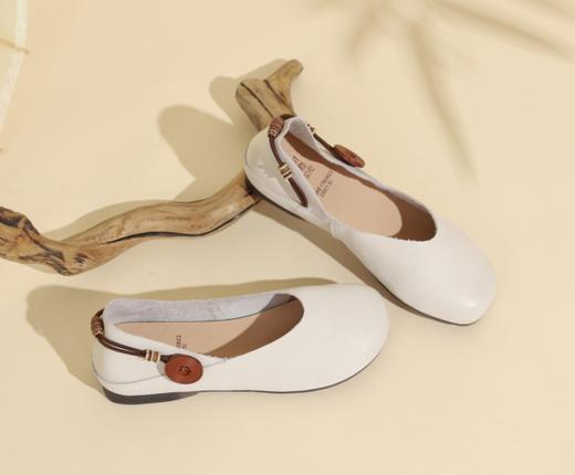 西村名物2024年春夏新款真皮玛丽珍复古森系新中式国风女鞋平底软底单鞋X24AE17608 商品图1