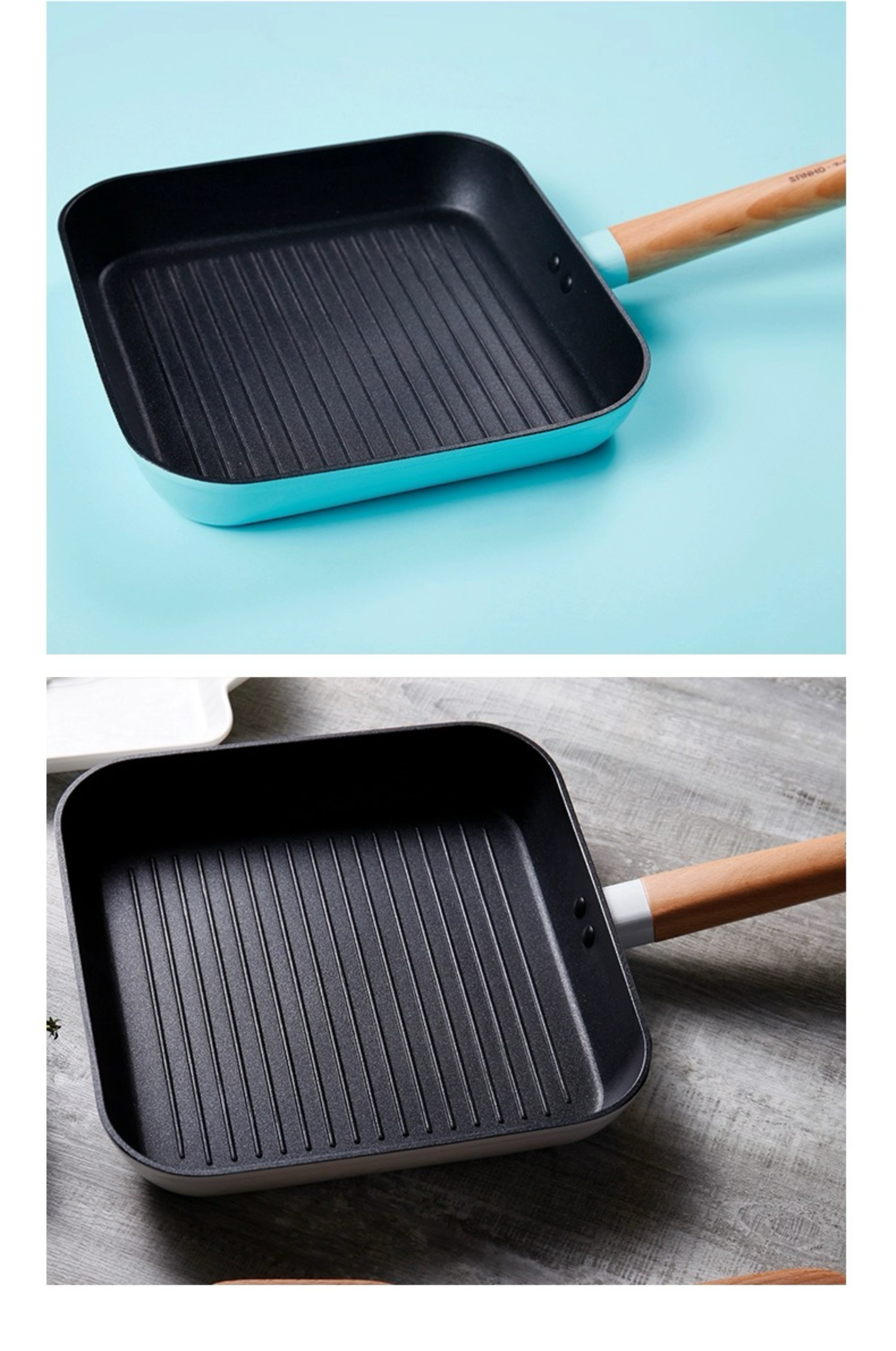 三禾小清新系列 不粘 坑纹牛排方型煎锅 25cm