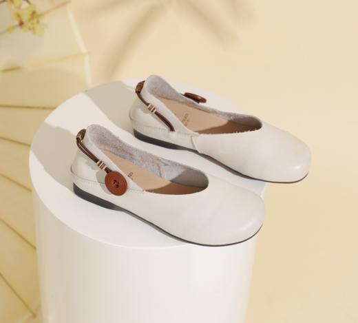 西村名物2024年春夏新款真皮玛丽珍复古森系新中式国风女鞋平底软底单鞋X24AE17608 商品图0