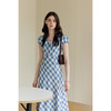 HeyDress格纹连衣裙女夏季法式V领系带收腰设计垂感田园气质裙子 商品缩略图0