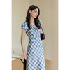 HeyDress格纹连衣裙女夏季法式V领系带收腰设计垂感田园气质裙子 商品缩略图2