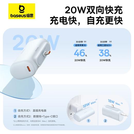 倍思 尾插式 快充移动电源 Type-C版 4900mAh 20W 商品图4