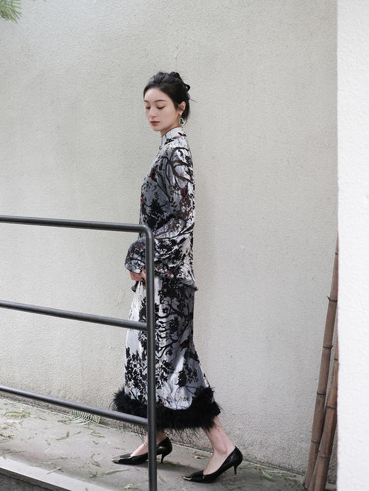 盛唐牡丹 | 丝绒小鸟配鸵鸟毛半裙（鸵鸟毛可拆卸） 商品图14