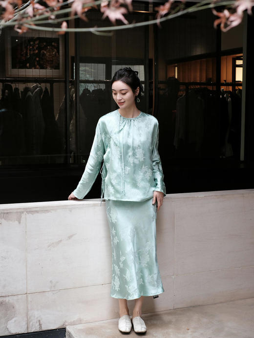 盛唐牡丹 |艾绿冠乐绉蝶恋花半裙 商品图10