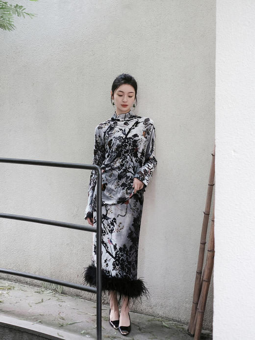 盛唐牡丹 | 丝绒小鸟配鸵鸟毛半裙（鸵鸟毛可拆卸） 商品图13