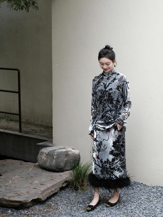 盛唐牡丹 | 丝绒小鸟配鸵鸟毛半裙（鸵鸟毛可拆卸） 商品图8