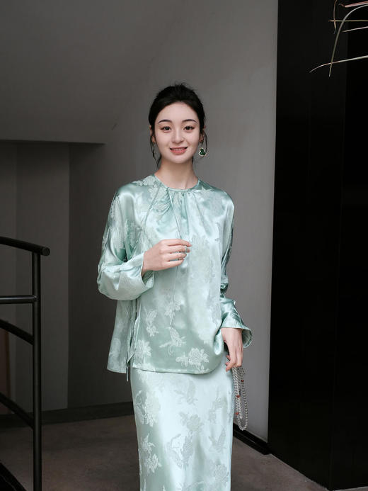 盛唐牡丹 |艾绿冠乐绉蝶恋花半裙 商品图4