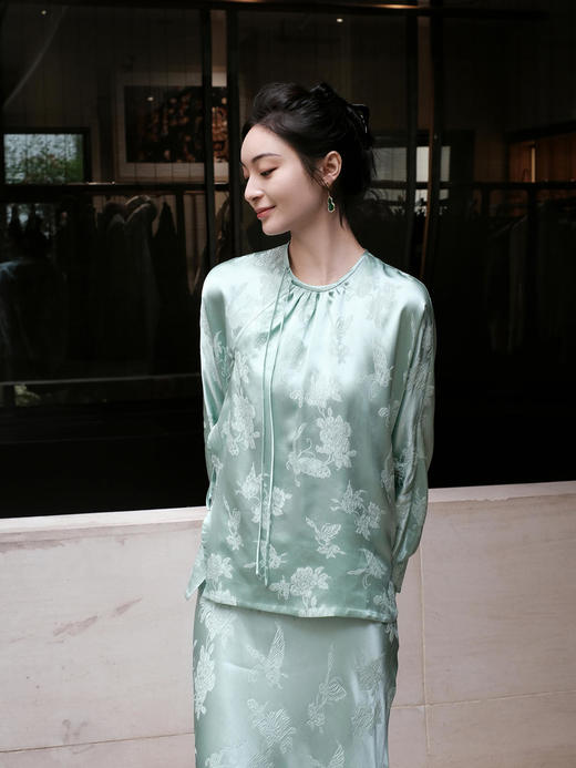 盛唐牡丹 |艾绿冠乐绉蝶恋花半裙 商品图3