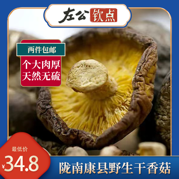 陇南康县野生干香菇 个大肉厚 天然无硫  干货类任选两件包邮 250g