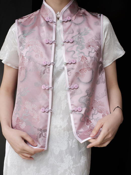 盛唐牡丹 |闲云野鹤宋锦对襟马甲 商品图2