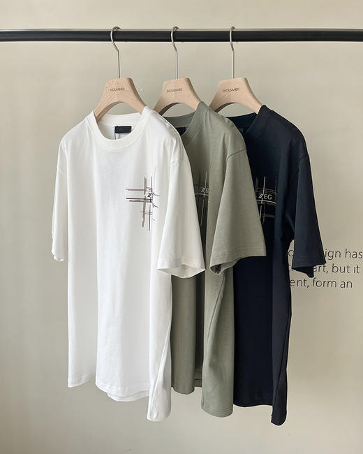 7折  限时 杰尼亚家 男士 休闲线条logoT恤 3色 AH2303 商品图0