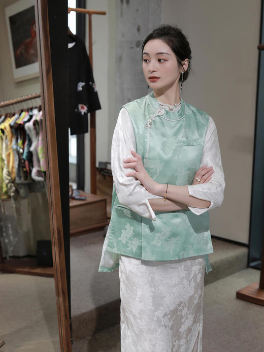 盛唐牡丹| 艾绿冠乐绉蝶恋花马甲 商品图10