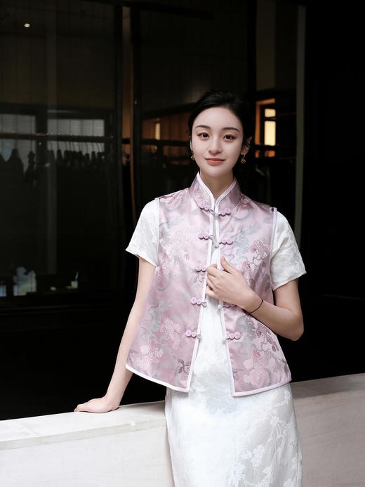 盛唐牡丹 |闲云野鹤宋锦对襟马甲 商品图4