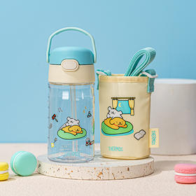 【特惠6折】膳魔师儿童水杯夏季郊游直饮吸管便携水杯线条小狗系列1200ml
