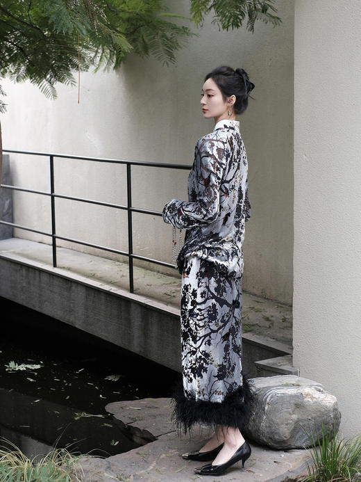 盛唐牡丹 | 丝绒小鸟配鸵鸟毛半裙（鸵鸟毛可拆卸） 商品图11