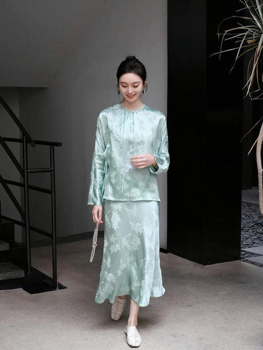 盛唐牡丹 |艾绿冠乐绉蝶恋花半裙 商品图7