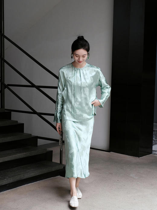 盛唐牡丹 |艾绿冠乐绉蝶恋花半裙 商品图6